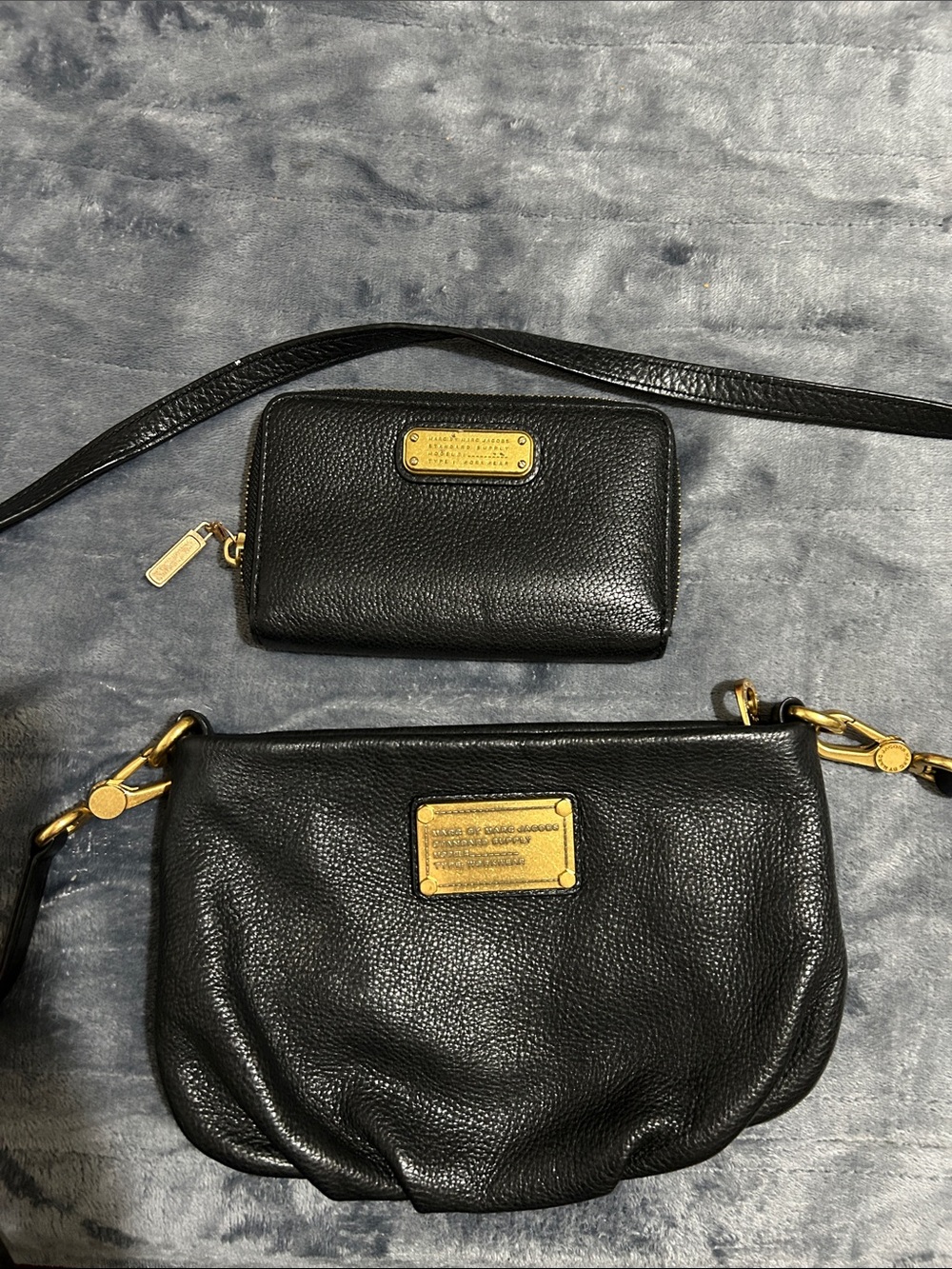 Marc by Marc Jacobs Black Pebbled Leather Shoulder Crossbody with Wallet